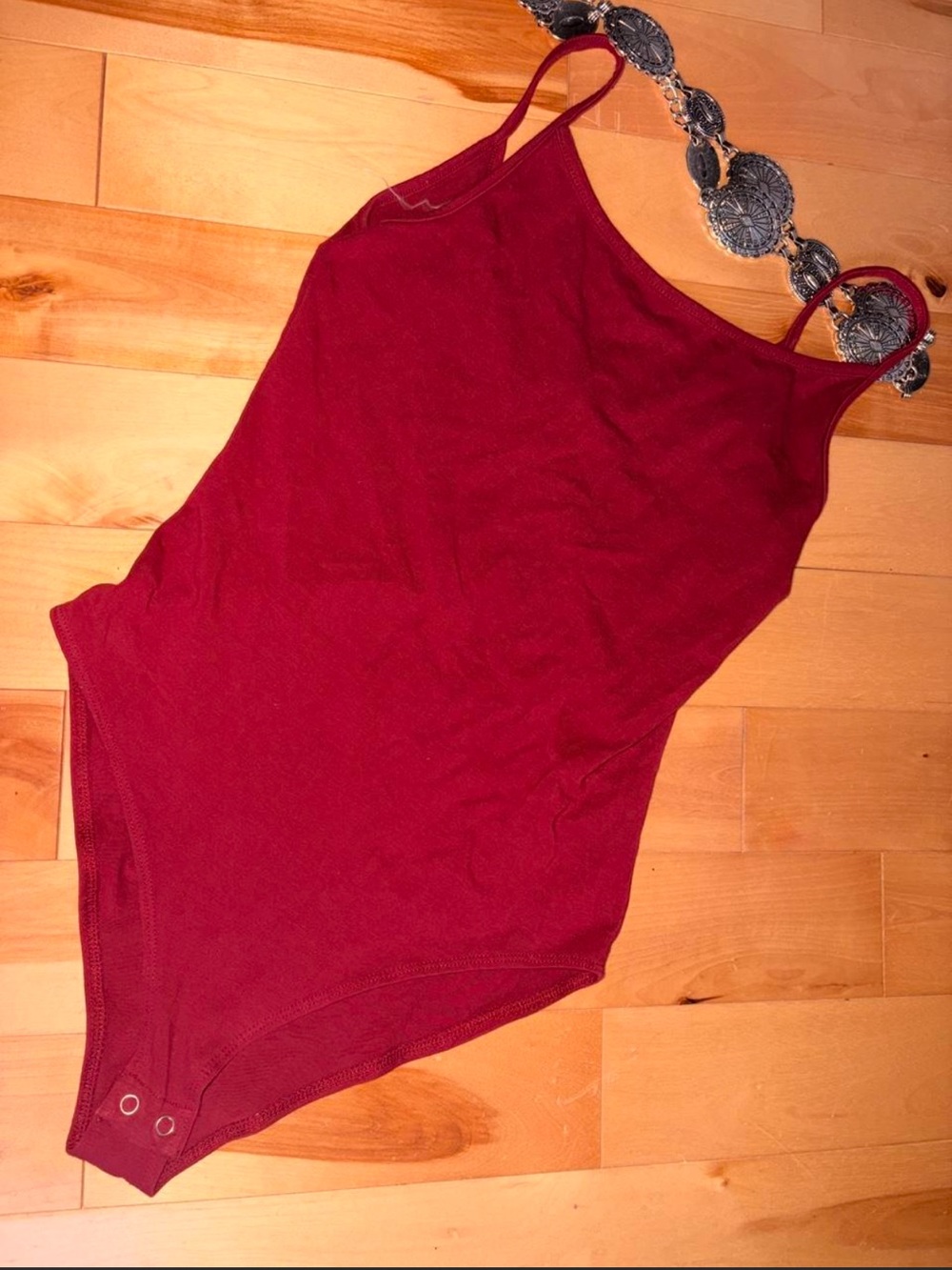 Forever 21 Burgundy Sleeveless Scoop-Neck Bodysuit